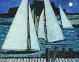 Michael Frary, Sailboats/ Sailboat Moonlight, oil on board