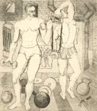 Kelly Fearing, The Lifters, hard ground etching with Chine-colle on paper