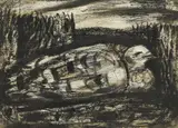 Everett Spruce, Dove, lithographic crayon drawing on paper