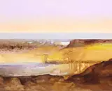 William Llewellyn Hoey, Abstract Sunrise Landscape, acrylic on board
