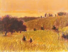 William Anzalone, Untitled Landscape, pastel drawing
