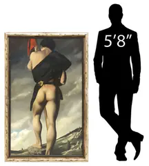 Peregrine Heathcote, Male Nude with Flag, oil on board