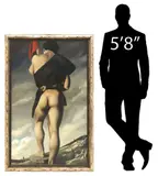 Peregrine Heathcote, Male Nude with Flag, oil on board