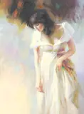 Svetlana Savic, Woman in White Gown, oil on canvas