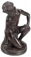 Henry Paul Hudelet, Le Joueur de Des (The Dice Player), Patinated bronze sculpture