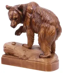 Beat Stahli, Standing Bear, Black Forest carved wood figural sculpture