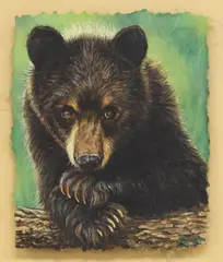 Gary Johnson, The Curious One, mixed media painting on handmade paper