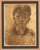 Paul Cézanne, Tete de Jeune Fille (Head of a Young Girl), etching and roulette in sepia on paper