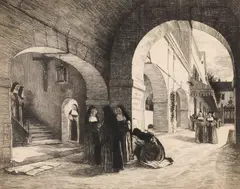 Paul Adolphe Rajon, Ave Maria, Interior of the Aramont Convent, engraving on paper