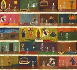 Rafael Rodriguez Contreras, La muerte la tenemos la vida es la que perdemos, Large framed oil on tin retablo