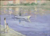 George Phillips, Coastal Scene, oil on board