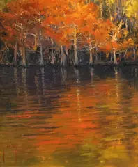 Jerry Ricketson, Autumn Cypress, oil on canvas