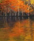 Jerry Ricketson, Autumn Cypress, oil on canvas