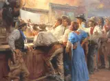 Andy Thomas, Charlie Russell and his Characters, limited-edition giclee print on canvas