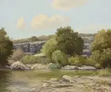 Palmer Chrisman, Hill Country River Landscape, oil on canvas