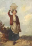 Jed Beasley, Young Girl with Basket on Head, oil on canvas