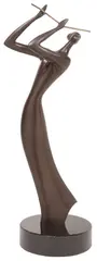 D.E. McDermott, Female Flute Player, Patinated bronze sculpture
