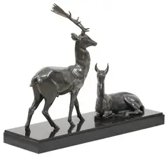 Irénée Rochard, early 20th c., Large French Art Deco patinated metal wildlife sculpture