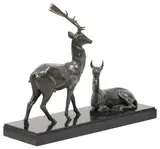 Irénée Rochard, early 20th c., Large French Art Deco patinated metal wildlife sculpture