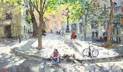 Elena Bond, A Little French Courtyard, oil on canvas