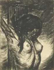 Nude of a Crucified Woman by František Drtikol, etching on paper, offered Nov 2025