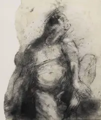 James Drake, To and Fro, charcoal and gouache drawing on Japanese paper