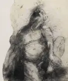 James Drake, To and Fro, charcoal and gouache drawing on Japanese paper