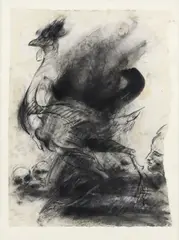 James Drake, The Naked Chicken, charcoal and gouache drawing on Japanese paper