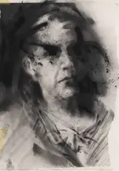 James Drake, All eyes, All ears, All tongues, All heart, charcoal and ink drawing with collage on paper