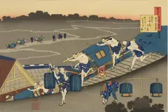 Katsushika Hokusai, after Poem by Fujiwara no Michinobu Ason, reproduction color woodblock print on paper