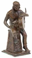 Clete Shields, Willie Nelson, Patinated bronze maquette sculpture