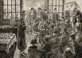 Peggy Bacon, Parents and Teacher" or "Speaking of Children, Drypoint etching