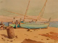 Mildred Burrage, Dry Dock, Watercolor on paper