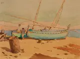 Mildred Burrage, Dry Dock, Watercolor on paper