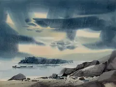 Laurence Sisson, Storm off the Coast, Watercolor on paper