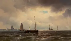 Boats Moored at Evening by Mauritz Frederik De Haas, 1866, Oil on canvas, sold Aug 2026