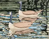 Neil Welliver, Canada Geese, 1978, Hand-colored etching