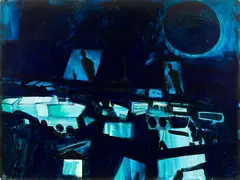John Hultberg, "Harbor Nights" 1971-85, Acrylic on board