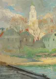 Gerrit Beneker, Village Church, Provincetown, 1915, Oil on board
