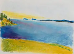 Wolf Kahn, Blue Bay, Maine, Pastel on paper