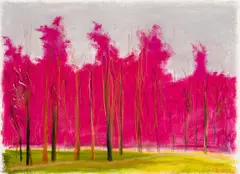Wolf Kahn, Magenta Thicket, Pastel on paper