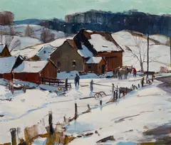 Starting the Day's Chores by Carl W. Peters, Oil on canvas, sold Aug 2026