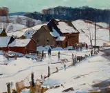 Carl W. Peters, Starting the Day's Chores, Oil on canvas