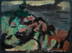 Joseph De Martini, Red and Green, c. 1950, Oil on paper