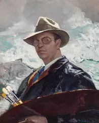 Abraham Bogdanove, "Self Portrait" Monhegan, Oil on canvas