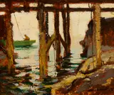 Karl Schmidt, "Under the Wharf" Monhegan, 1914, Oil on board