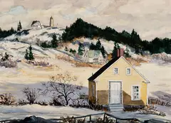 Alfred Fuller, Monhegan Lighthouse, Watercolor on board