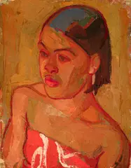 Madge Tennent, Woman in White and Hawaiian in Red Pareu, c. 1940-41 (Double-Sided Composition), Oil on canvas