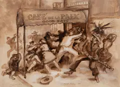 Walt Kuhn, Café de la Paix, 1936, Watercolor on paper