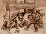 Walt Kuhn, Café de la Paix, 1936, Watercolor on paper